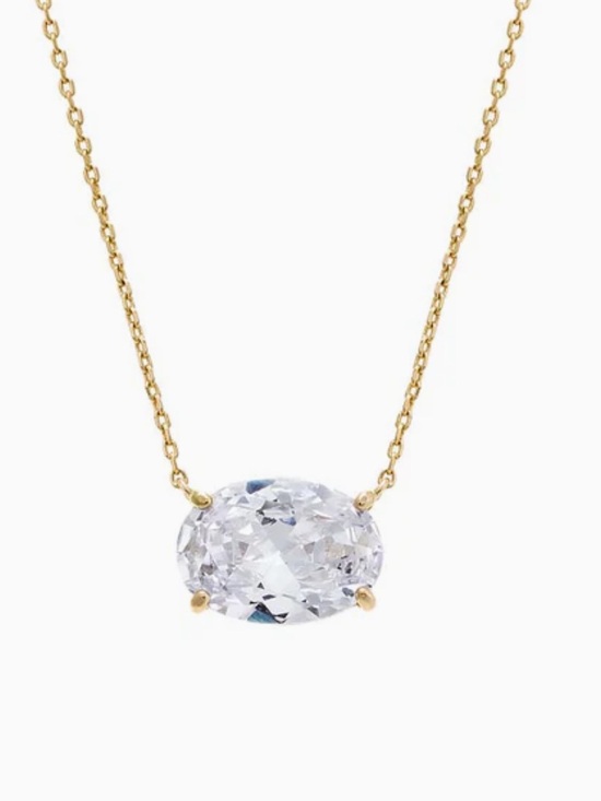 Adina Eden Jewelry - Adina Eden Gold Tone Oval CZ Pendant Necklace NEW